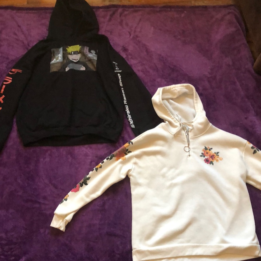Naruto Hood/Large/Black   Floral Hood/Cream White